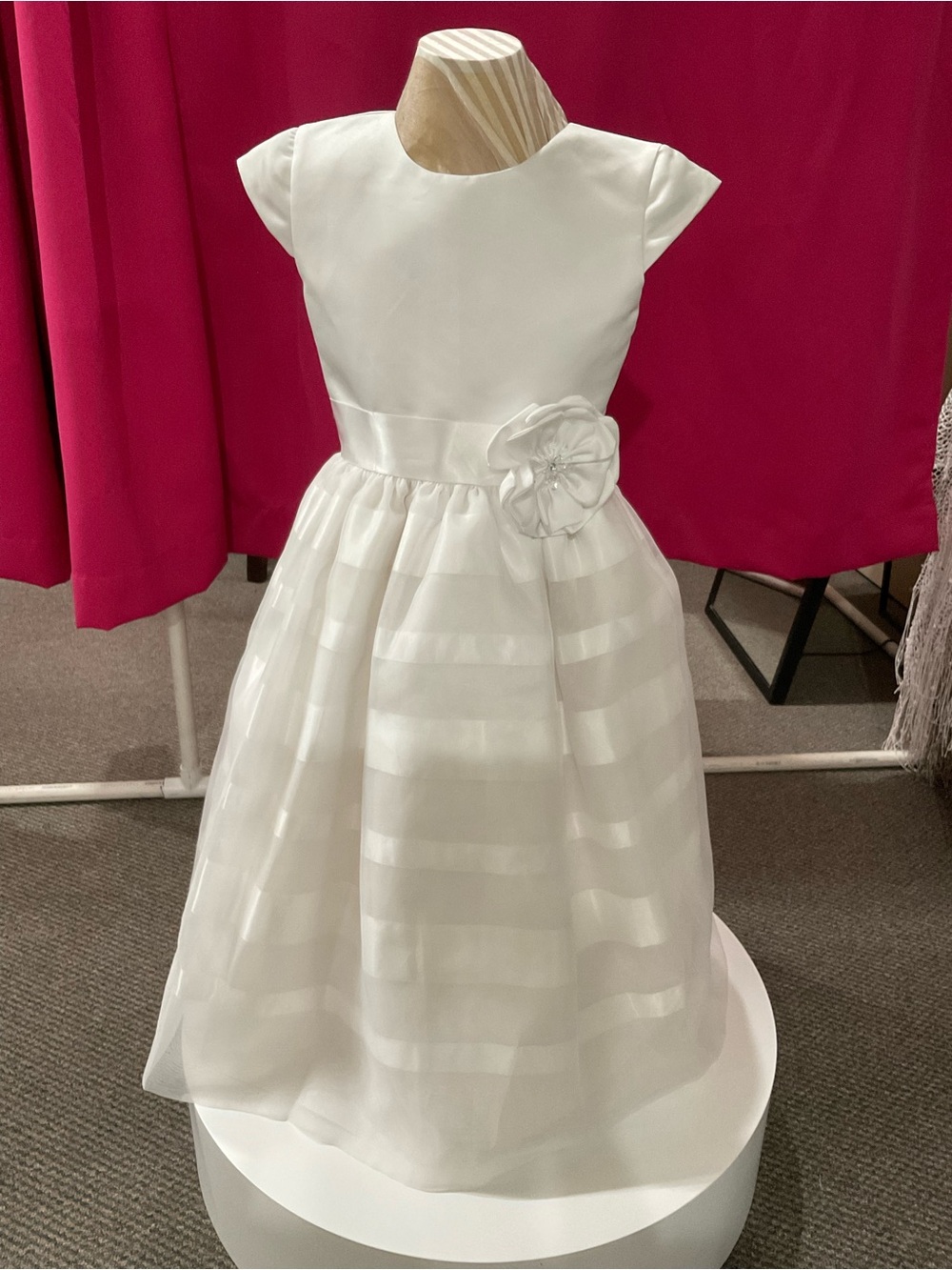 Mon Cheri White Formal Flower-Belt Girls' Dress